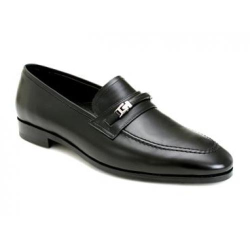 Mezlan "Dempster II" Black Soft Italian Calfskin Loafer Shoes